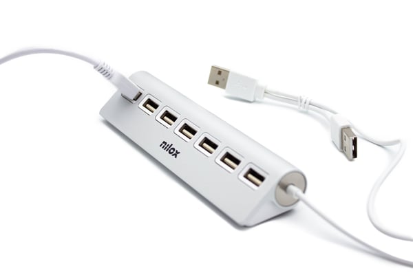 Nilox NXHU7ALU2 interface hub USB 2.0 480 Mbit/s Grå