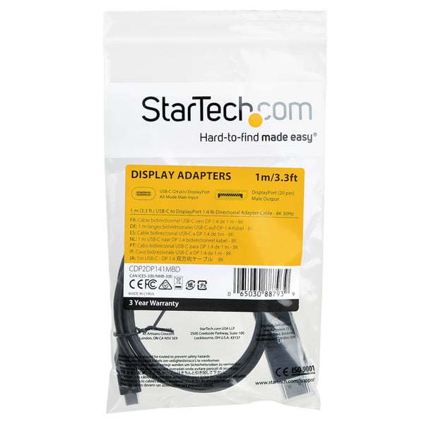 StarTech.com 1 m USB-C till DisplayPort 1.4-kabel - dubbelriktad