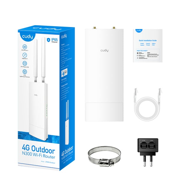 Cudy LT400 trådløs router Hurtigt ethernet Enkelt band (2,4 GHz) 4G Hvid