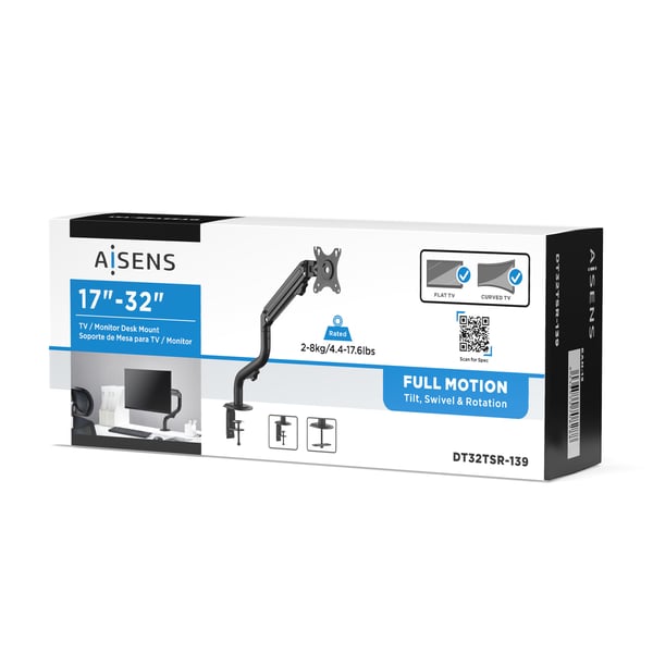 AISENS DT32TSR-139 fäste och ställ till bildskärm 81,3 cm (32") Bord Svart