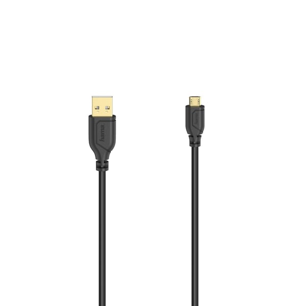 Hama Flexi-Slim USB-kabel USB 2.0 0,75 m Micro-USB A USB A 0,48 Gbit/sek. Sort