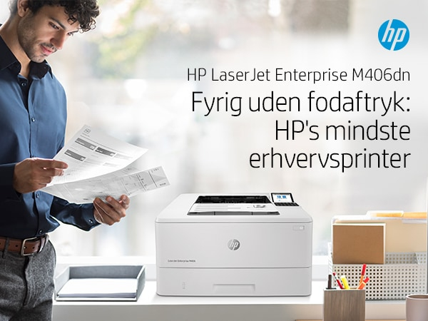 HP LaserJet Enterprise M406dn, Sort og hvid, Printer til Virksomhed, Print, Kompakt størrelse; Stærk sikkerhed; Tosidet print; Energibesparende; USB-print fra printerens forside