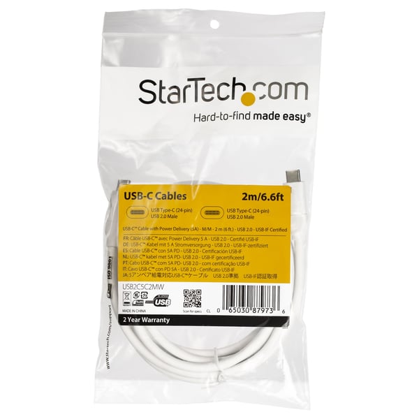 StarTech.com USB2C5C2MW USB-kabel USB 2.0 2 m USB C 0,48 Gbit/sek. Hvid
