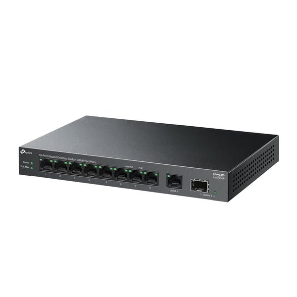 TP-Link LiteWave LS1210GP nätverksswitchar Ohanterad Gigabit Ethernet (10/100/1000) Strömförsörjning via Ethernet (PoE) stöd Svart