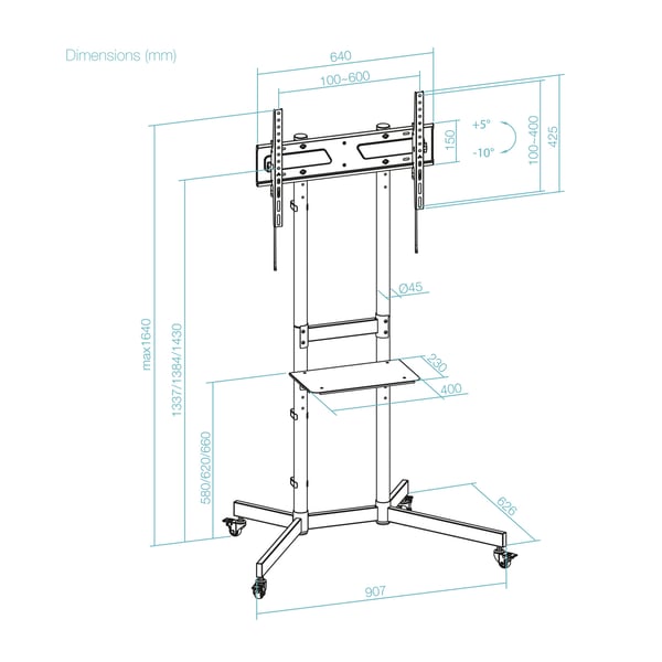 TooQ FS1150M-B tv-beslag 177,8 cm (70") Sort