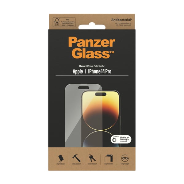 PanzerGlass ® Screen Protector iPhone 14 Pro | Classic Fit Genomskinligt skärmskydd Apple 1 styck
