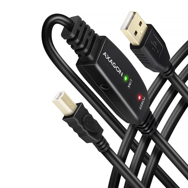 Axagon ADR-220B USB 2.0 A-M -> B-M active connecting/repeater cable 20m - Kabel - Digital/Daten USB-kaapeli USB A USB B 0,48 Gbit/s Musta