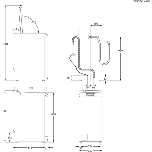 Electrolux EW7T337A vaskemaskine Top-indlæsning 7 kg 1300 rpm Hvid