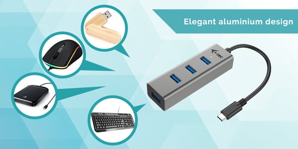 i-tec Metal C31HUBMETAL403 gränssnittshubbar USB 3.2 Gen 1 (3.1 Gen 1) Type-C 5000 Mbit/s Grå