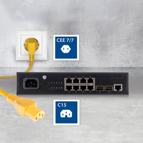 ACT AK5297 strömkablar Gul 1,5 m CEE7/7 C15 coupler