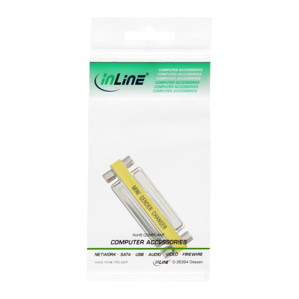 InLine 31124 kabel kønsskifter DB-25 female D-Sub, 25-pin Gul