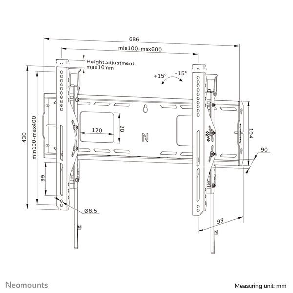 Neomounts WL35-750BL16 tv-beslag 2,18 m (86") Sort