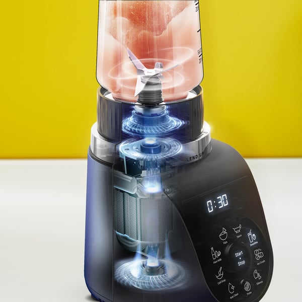 Tefal Blend Up BL19H4F0 blender 0,85 L Bordplade blender 1000 W Blå, Transparent