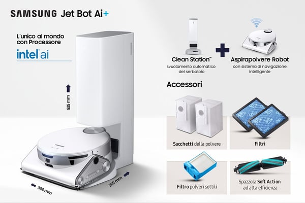 Samsung Jet Bot AI+ Sølv, Hvid