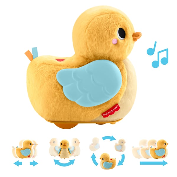 Fisher-Price 4-i-1 Kram och kryp-anka, mjukisdjur med musik för lek på mage och kryplek