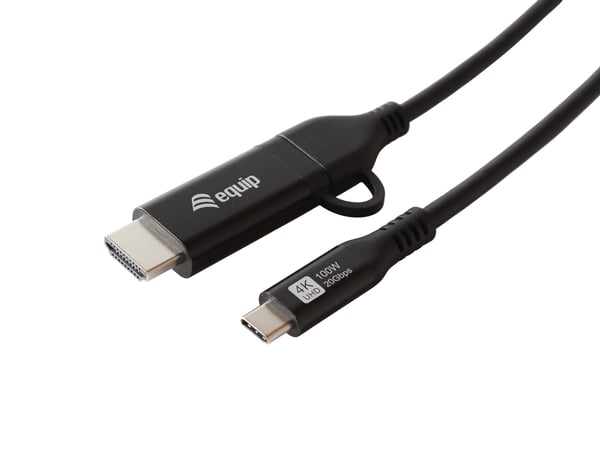 Equip 128436 videokabeladapter 2 m USB Type-C HDMI + USB Type-C Svart