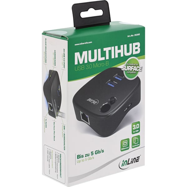 InLine 35392 gränssnittshubbar USB 3.2 Gen 1 (3.1 Gen 1) Type-A 5000 Mbit/s Svart