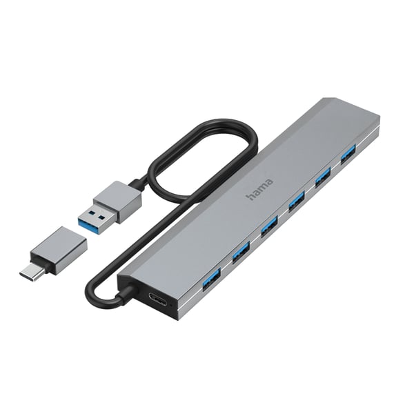 Hama 200137 USB-Hubb, 7 portar, 5 Gbit/s, + Ström