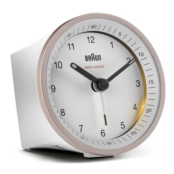 Braun BC07 Quartz-väckarklocka Rosa, Vit