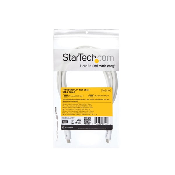 StarTech.com TBLT3MM2MW Thunderbolt kabel 2 m 20 Gbit/sek. Hvid