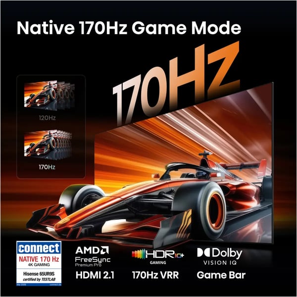 Hisense 65UR9S 165,1 cm (65") 4K Ultra HD Smart TV Wi-Fi Grå 3500 cd/m²