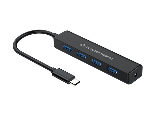 Conceptronic CTC4USB3 gränssnittshubbar USB 3.2 Gen 1 (3.1 Gen 1) Type-C 5000 Mbit/s Svart