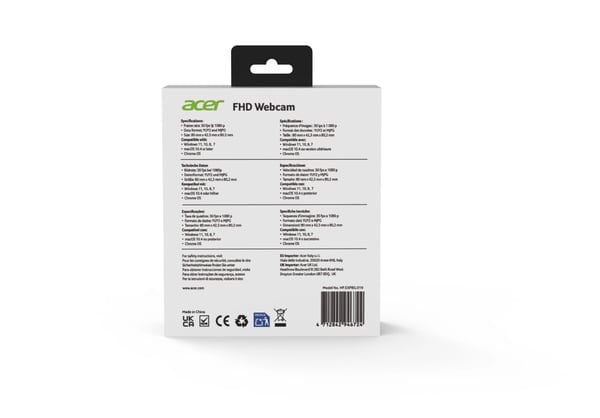 Acer HP.EXPBG.019 verkkokamera 2 MP 1920 x 1080 pikseliä USB Musta