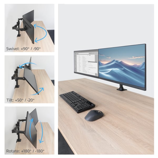 ACT AC8326 skærmbeslag og -stativer 86,4 cm (34") Skrivebord Sort