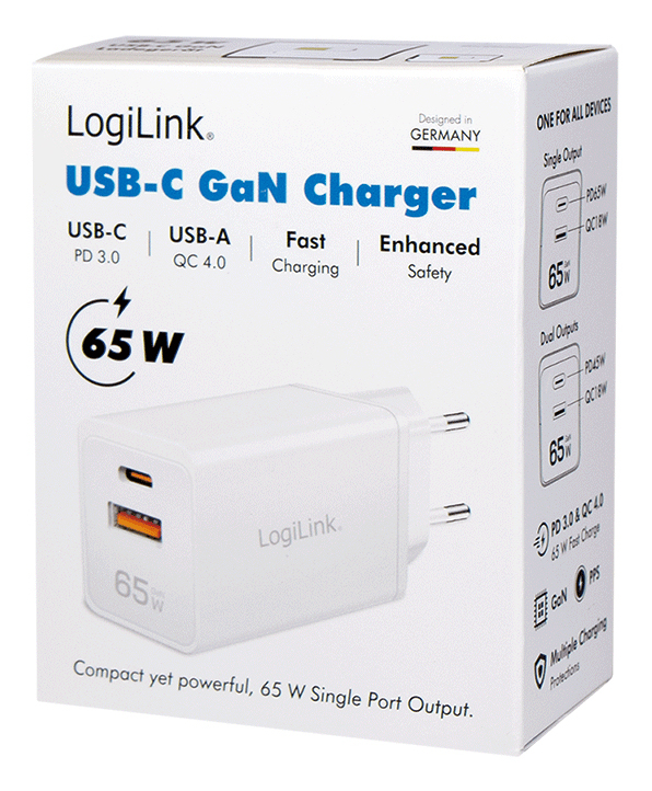LogiLink PA0371 oplader til mobil enhed Universel Hvid Vekselstrøm Hurtig opladning Indendørs