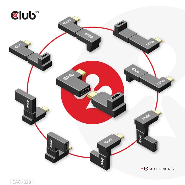 CLUB3D CAC-1528 kabelomvandlare (hane/hona) USB C Svart
