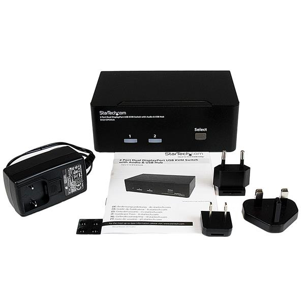 StarTech.com Dubbel USB DisplayPort KVM-switch med 2 portar, audio & USB 2.0-hubb