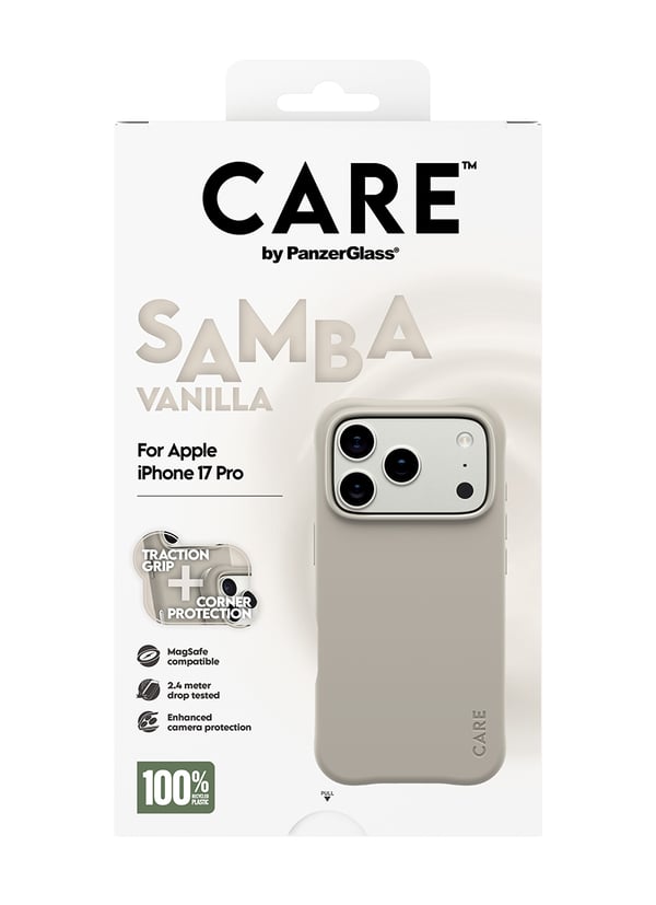 PanzerGlass CARE™ by ® Samba Case Vanilla w. MagSafe iPhone 17 Pro mobiltelefonfodral Mobilskal Beige