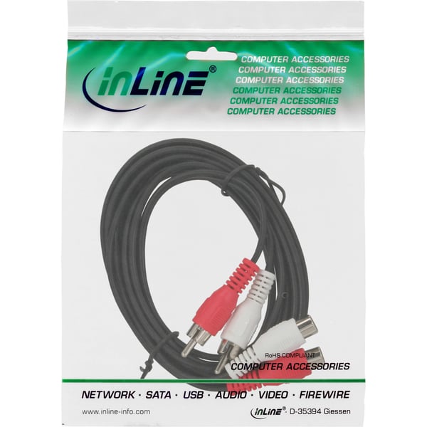 InLine 89932 lydkabel 2,5 m 2 x RCA Sort