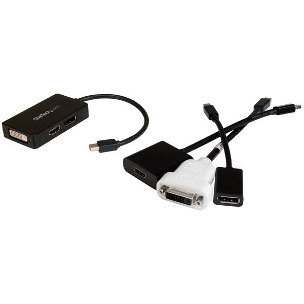StarTech.com MDP2DPDVHD videokabel adapter 0,15 m Mini DisplayPort DisplayPort + DVI-D + HDMI Sort
