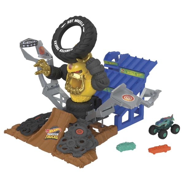 Hot Wheels Monster Trucks ARENA SMASHERS MEGA-WREX VS CRUSHZILLA TAKEDOWN Playset