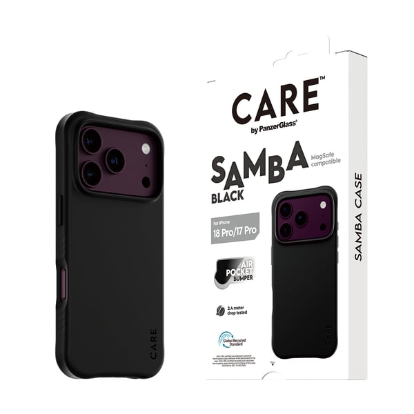 PanzerGlass CARE™ by ® Samba Case Black w. MagSafe iPhone 2026 Pro | 17 Pro mobiltelefonfodral Mobilskal Transparent