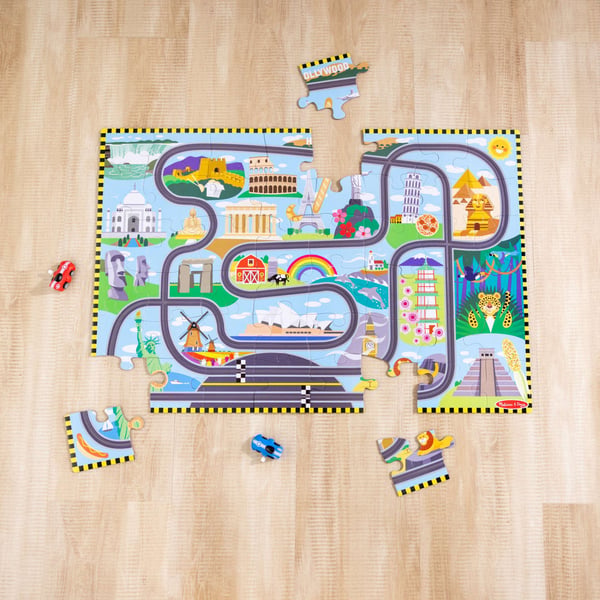 Melissa & Doug Race Around the World Tracks Puslespil 48 stk Kort
