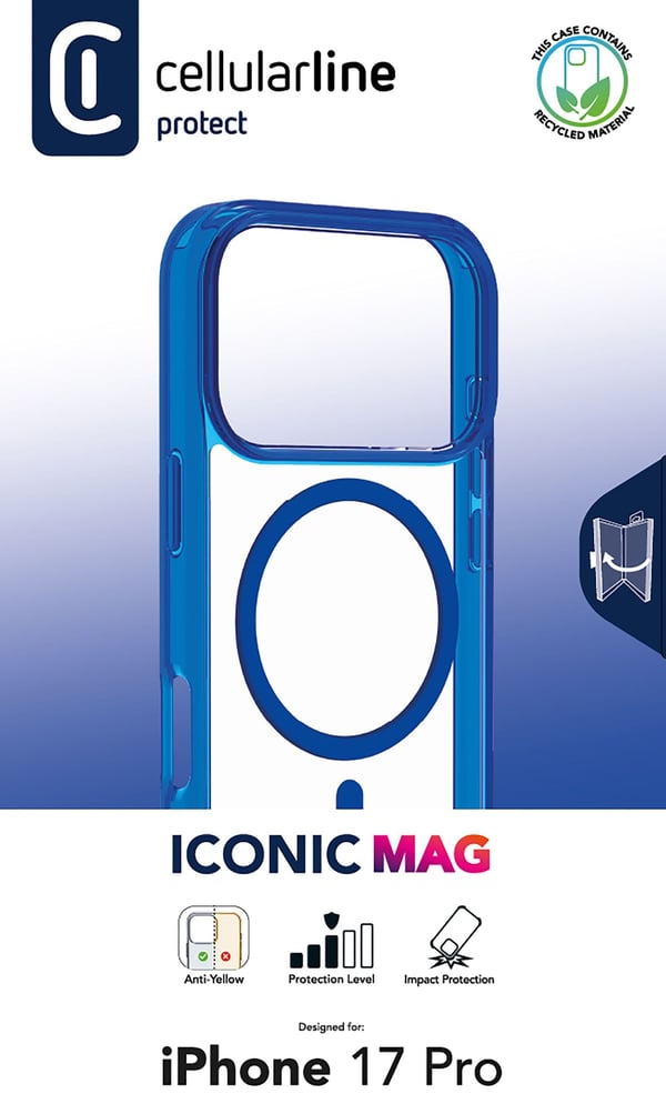 Cellularline ICONICMAGIPH17PROB matkapuhelimen suojakotelo 16 cm (6.3") Suojus Sininen