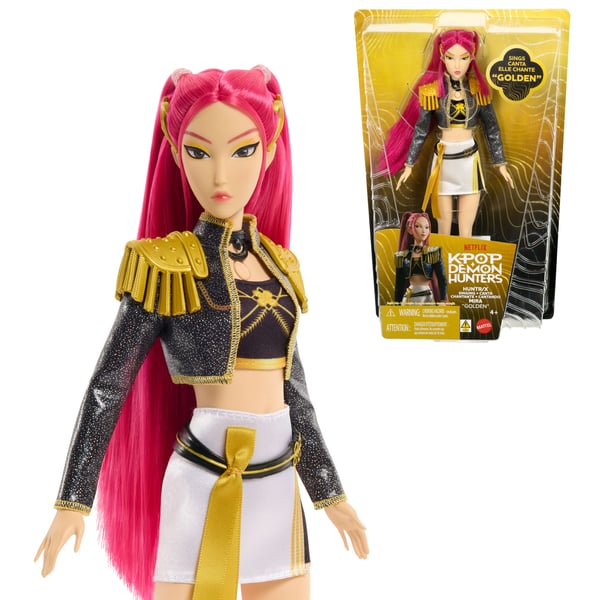 Mattel KPop Demon Hunters HUNTR/X Mira-docka sjungande ”Golden”, i avtagbar outfit och med fem ställbara leder