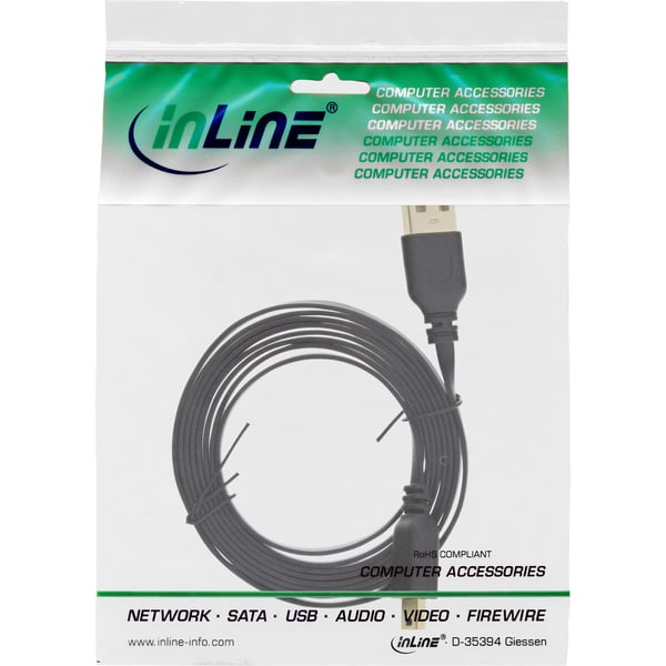 InLine 31820F USB-kabel USB 2.0 2 m USB A Mini-USB B Sort