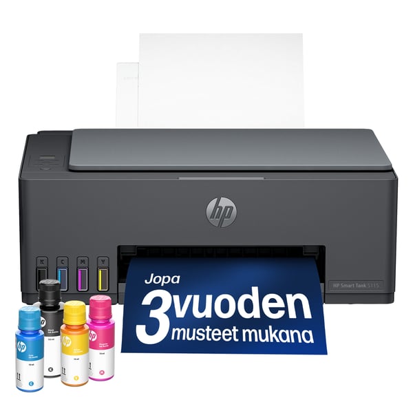HP Smart Tank 5115 Langaton All-in-One Väri Tulostin, Up to 2 Years of ink included; Two-sided printing; Copier, Scanner
