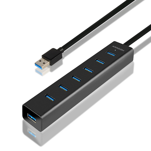Axagon HUE-SA7BP gränssnittshubbar USB 3.2 Gen 1 (3.1 Gen 1) Type-A 5000 Mbit/s Svart