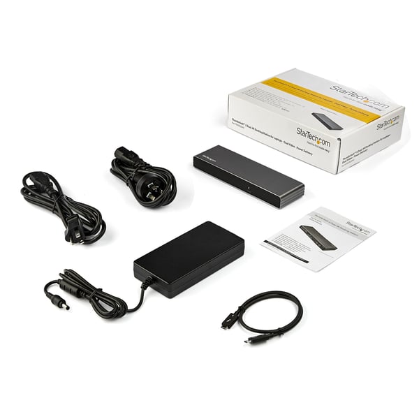 StarTech.com Thunderbolt 3-dockningsstation - TB3-dockningsstation till bärbara datorer för 60 Hz dubbla 4K-skärmar, inkluderar DisplayPort, HDMI och 1080p VGA - 85 W strömförsörjning och laddning - 2x USB-A, Ethernet - Mac och Windows