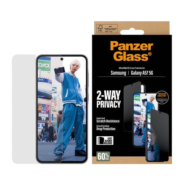 PanzerGlass ® 2-Way Privacy Skærmbeskyttelse Samsung Galaxy A57 5G | Ultra-Wide Fit m. EasyAligner