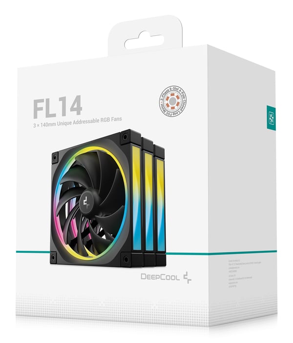 DeepCool FL14 Datorväska Fan 14 cm Svart 3 styck