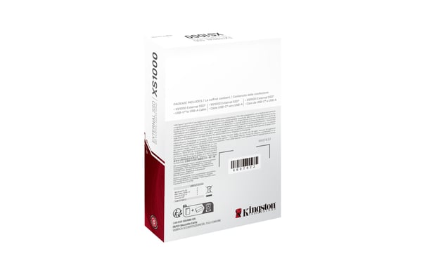 Kingston XS1000 - SSD - 2 TB - extern (bärbar) - USB 3.2 Gen 2 (USB-C-kontakt)