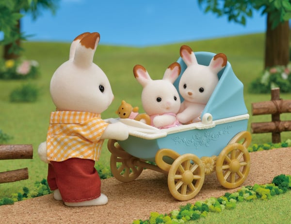 Sylvanian Families Sæt med Chokoladekanin-tvillingerne (barnevogn)