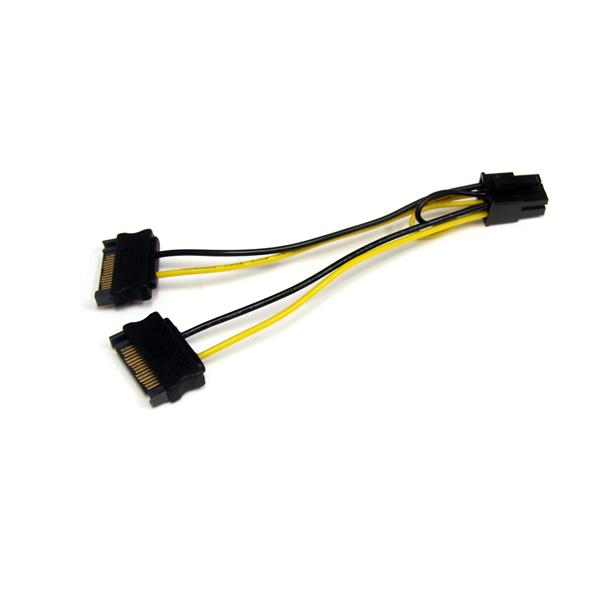 StarTech.com 15 cm SATA-virta - 6-nastainen PCI Express -näytönohjaimen virtajohto - PCIe Y-kaapelisovitin - StarTech.com 15 cm SATA-virta - 6-nastainen PCI Express -näytönohjaimen virtajohto - PCIe Y-kaapelisovitin -