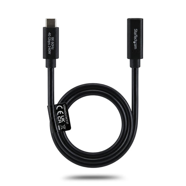 StarTech.com USB440GCMCF2F USB-kabel USB4 Gen 3x2 0,6 m USB C 40 Gbit/sek. 240 W Sort