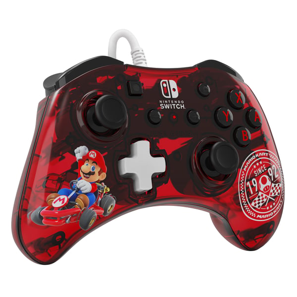 PDP Rock Candy: Mario Punch Röd, Translucent USB Spelplatta Analog / Digital Nintendo Switch, Nintendo Switch Lite, Nintendo Switch OLED